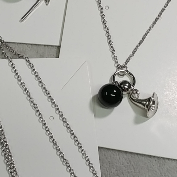 Witch Hat Charm Necklace Black Stone Gemstone Adjustable Stainless-Steel Chain - Picture 6 of 6